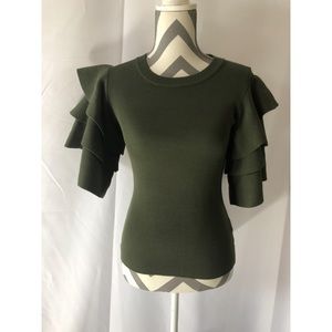 Olive Green Ruffle Blouse